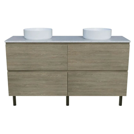 Timberline Nevada Plus Vanity on Legs with SilkSurface Top & Above Counter Basin 600-1800mm