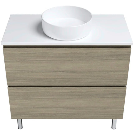 Timberline Nevada Plus Vanity on Legs with SilkSurface Top & Above Counter Basin 600-1800mm