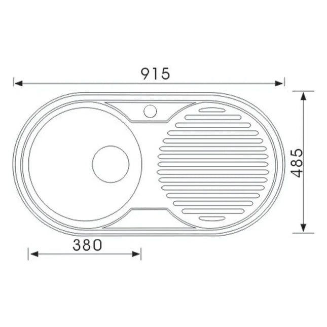 Stainless Steel Sink Single Bowl & Single Drainer 915 X 485mm