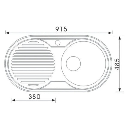 Stainless Steel Sink Single Bowl & Single Drainer 915 X 485mm