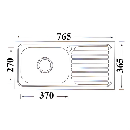 Stainless Steel Sink Single Bowl & Single Drainer 765 X 365mm