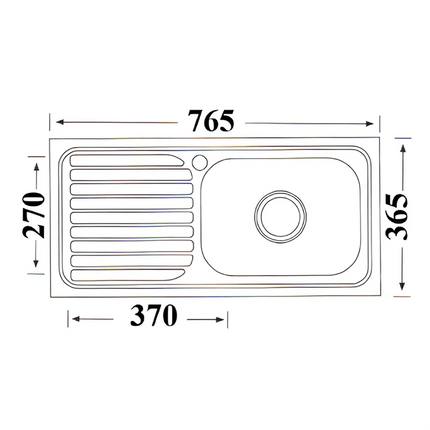 Stainless Steel Sink Single Bowl & Single Drainer 765 X 365mm