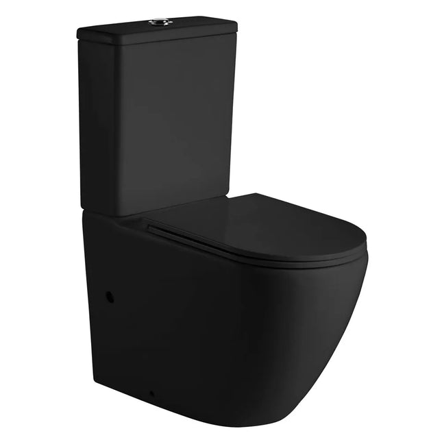 Newton Quiet Flush Rimless Back to Wall Toilet Suite Matte Black 665X380X845