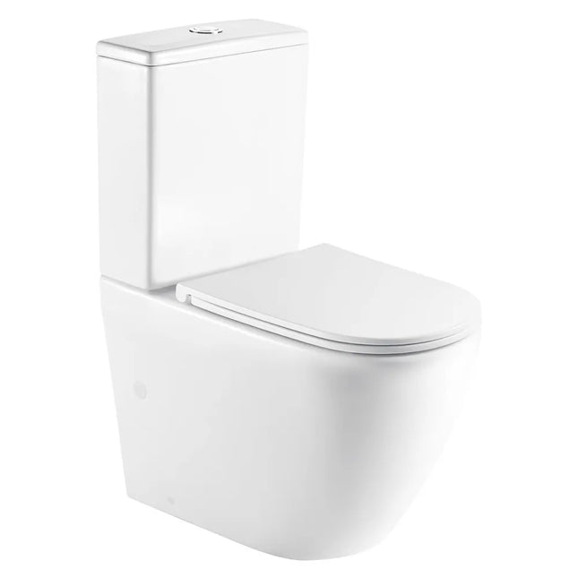 Newton Quiet Flush Rimless Back to Wall Toilet Suite Matte White 665X380X845