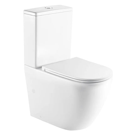 Newton Quiet Flush Rimless Back to Wall Toilet Suite Gloss White 665X380X845