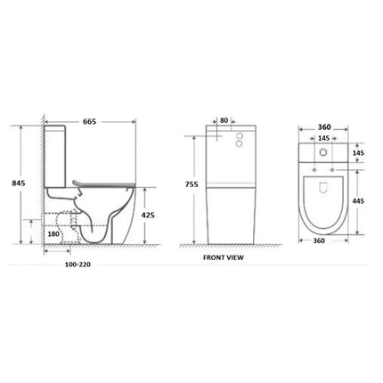 Newton Quiet Flush Rimless Back to Wall Toilet Suite Gloss White 665X380X845