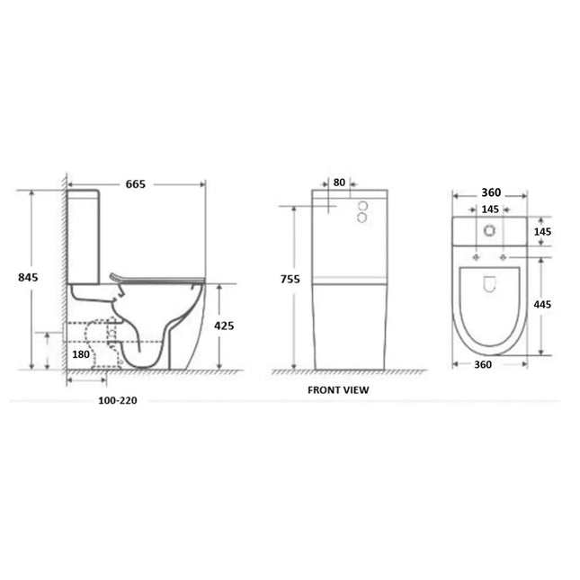 Newton Quiet Flush Rimless Back to Wall Toilet Suite Gloss White 665X380X845