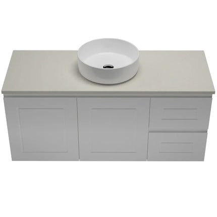Timberline Nevada Classic Vanity Wall Hung with SilkSurface Top & Above Counter Basin 600-1800mm