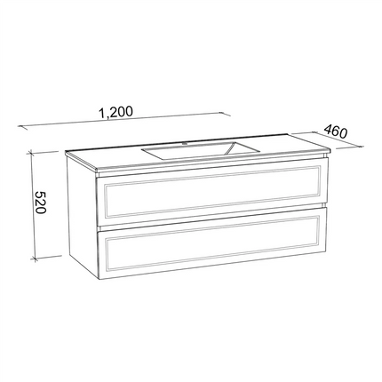 Timberline Nevada Plus Classic Vanity Wall Hung with SilkSurface Top & Under Counter Basin