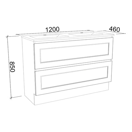 Timberline Nevada Plus Classic Vanity Floor Standing with SilkSurface Top & Under Counter Basin