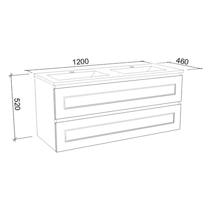 Timberline Nevada Plus Classic Vanity Wall Hung with SilkSurface Top & Under Counter Basin