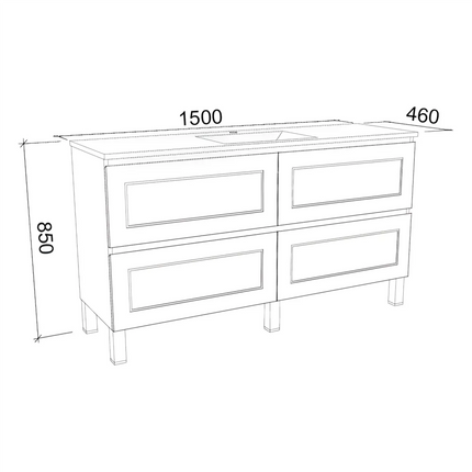 Timberline Nevada Plus Classic Vanity On Legs with Ceramic/Mineral Composite Top