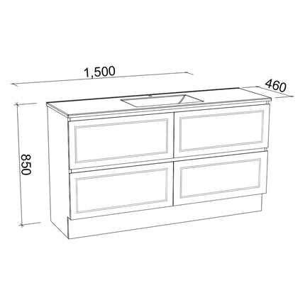 Timberline Nevada Plus Classic Vanity Floor Standing with SilkSurface Top & Under Counter Basin