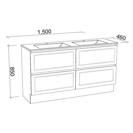 Timberline Nevada Plus Classic Vanity Floor Standing with SilkSurface Top & Under Counter Basin