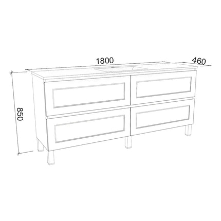 Timberline Nevada Plus Classic Vanity On Legs with Ceramic/Mineral Composite Top