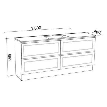 Timberline Nevada Plus Classic Vanity Floor Standing with SilkSurface Top & Under Counter Basin