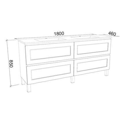 Timberline Nevada Plus Classic Vanity On Legs with Ceramic/Mineral Composite Top