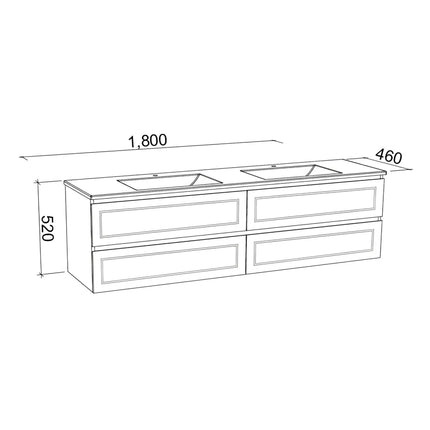 Timberline Nevada Plus Classic Vanity Wall Hung with SilkSurface Top & Under Counter Basin