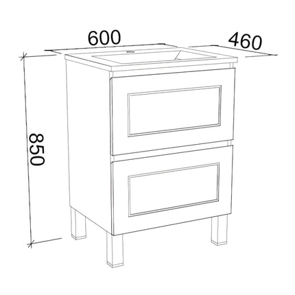 Timberline Nevada Plus Classic Vanity On Legs with Ceramic/Mineral Composite Top