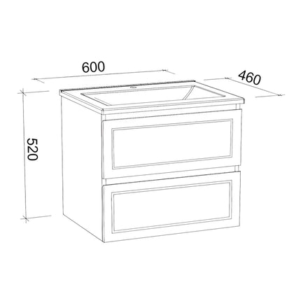 Timberline Nevada Plus Classic Vanity Wall Hung with SilkSurface Top & Under Counter Basin