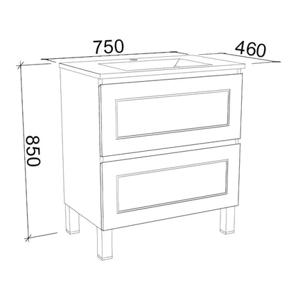 Timberline Nevada Plus Classic Vanity On Legs with Ceramic/Mineral Composite Top