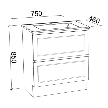 Timberline Nevada Plus Classic Vanity Floor Standing with SilkSurface Top & Under Counter Basin