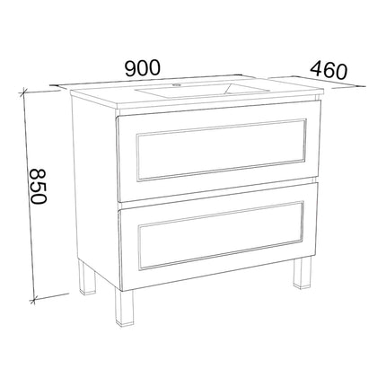 Timberline Nevada Plus Classic Vanity On Legs with Ceramic/Mineral Composite Top