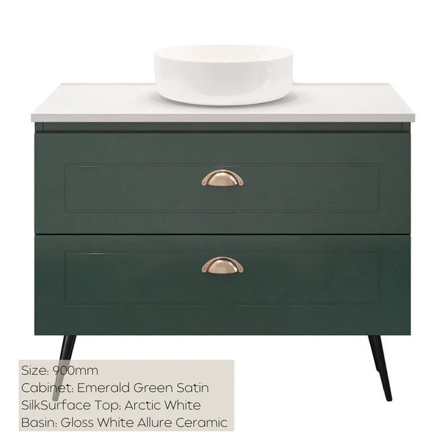 Timberline Nevada Plus Classic Vanity on Legs with SilkSurface Top & Above Counter Basin