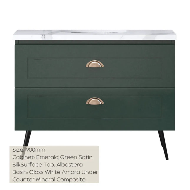 Timberline Nevada Plus Classic Vanity on Legs with SilkSurface Top & Under Counter Basin 600-1800mm