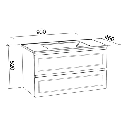 Timberline Nevada Plus Classic Vanity Wall Hung with SilkSurface Top & Under Counter Basin