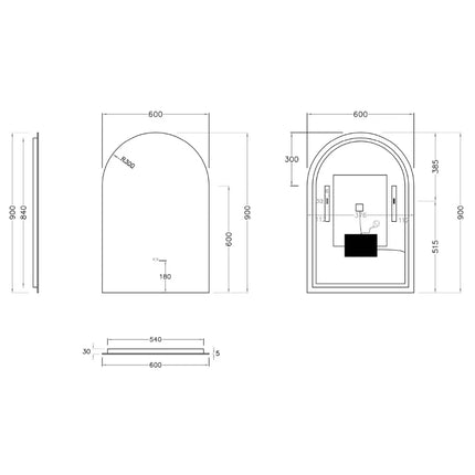 Audrey Copper-Free Coated Arch LED Mirror