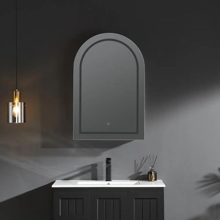 Olivia Arch LED Shaving Cabinet Matte Black 600X900X150mm