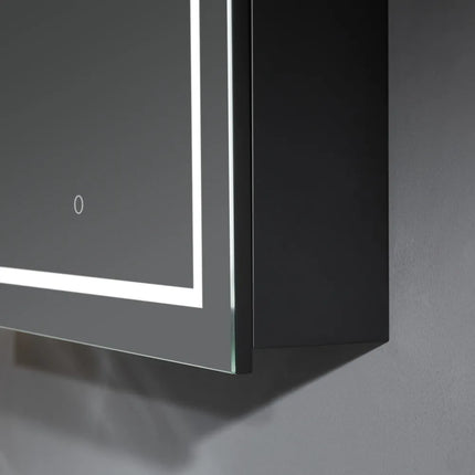 Olivia Arch LED Shaving Cabinet Matte Black 600X900X150mm