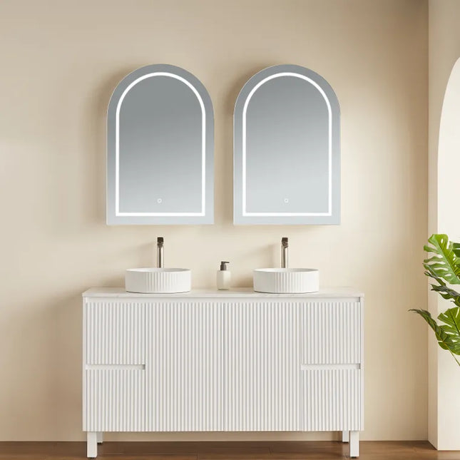 Olivia Arch LED Shaving Cabinet Matte White 600X900X150mm