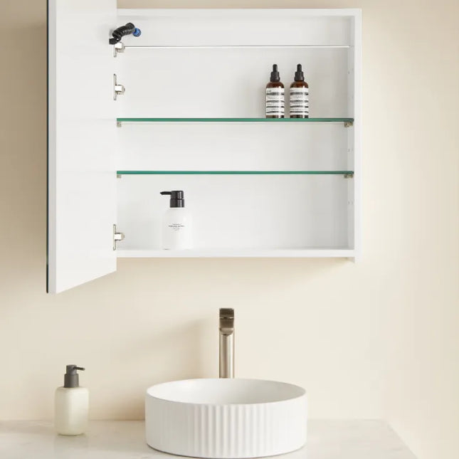 Olivia Arch LED Shaving Cabinet Matte White 600X900X150mm