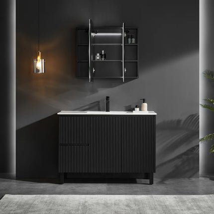 Olivia Oval LED Shaving Cabinet Matte Black