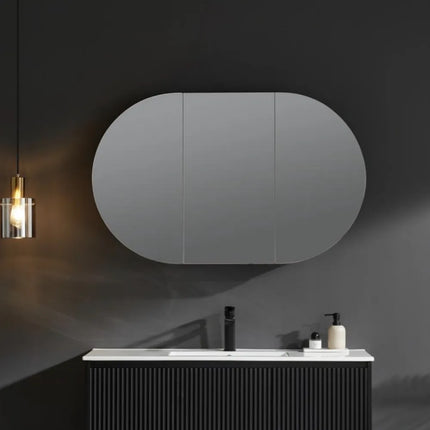 Olivia Oval Shaving Cabinet Matte Black