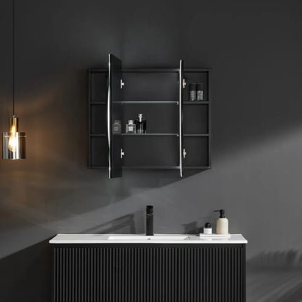 Olivia Oval Shaving Cabinet Matte Black