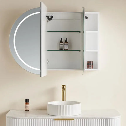 Olivia Oval LED Shaving Cabinet Matte White