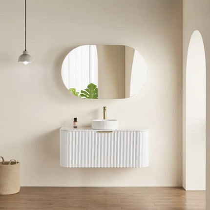 Olivia Oval Shaving Cabinet Matte White