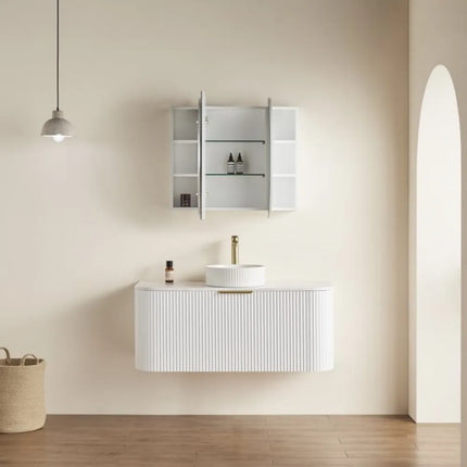 Olivia Oval Shaving Cabinet Matte White