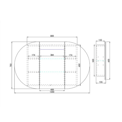 Olivia Oval Shaving Cabinet Matte White