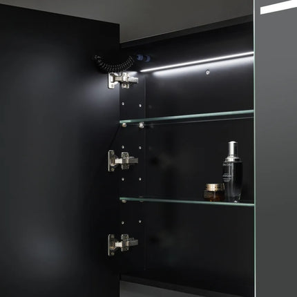 Olivia Oval LED Shaving Cabinet Matte Black