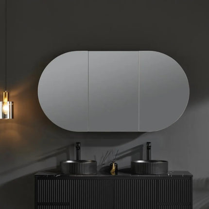 Olivia Oval Shaving Cabinet Matte Black