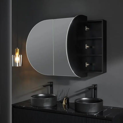 Olivia Oval Shaving Cabinet Matte Black