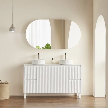 Olivia Oval Shaving Cabinet Matte White