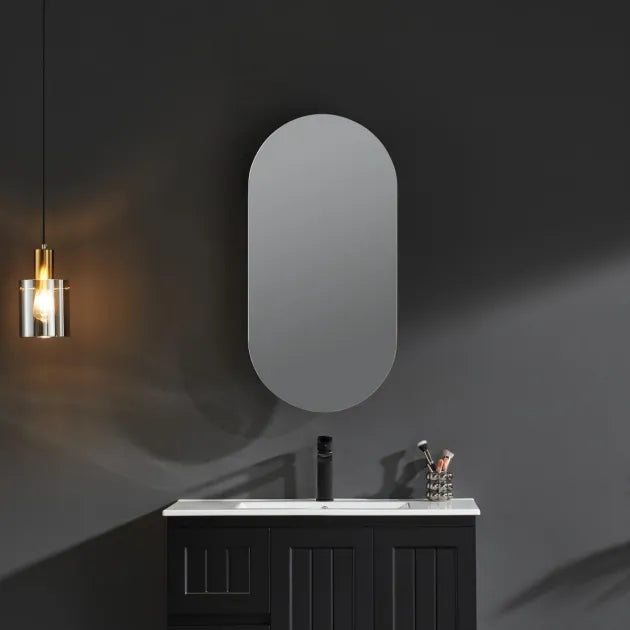 Olivia Oval Shaving Cabinet Matte Black