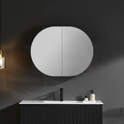 Olivia Oval Shaving Cabinet Matte Black