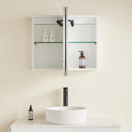 Olivia Oval LED Shaving Cabinet Matte White