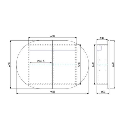 Olivia Oval Shaving Cabinet Matte White
